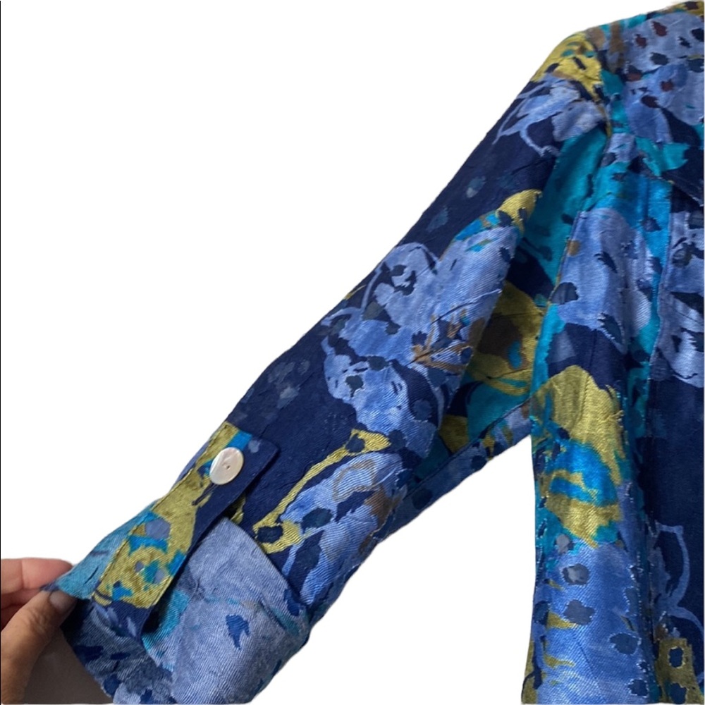 Ruby Rd Blue And Green Collared Top - image 4